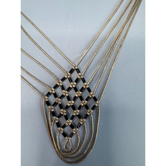 Native American Black Onyx Liquid Sterling Silver Heshi Beaded Necklace  16" - Picture 11 of 12